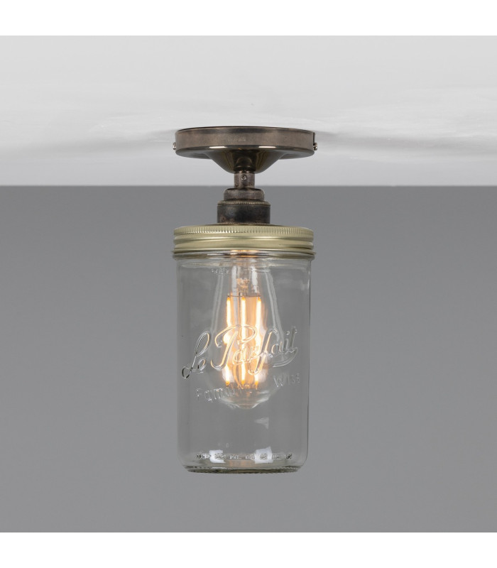 Jam Jar Flush Ceiling Light Antique Silver-2