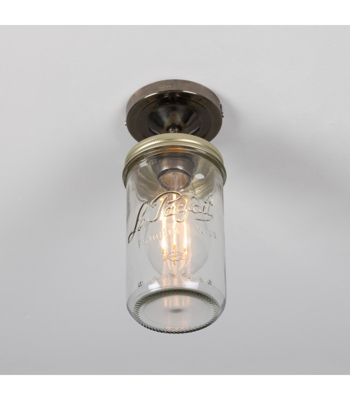 Jam Jar Flush Ceiling Light Antique Silver-3