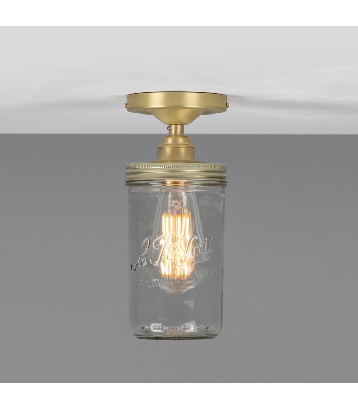 Jam Jar Flush Ceiling Light Satin Brass-2