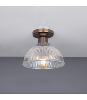 Erbil Prismatic Flush Ceiling Fitting Antique Brass-1