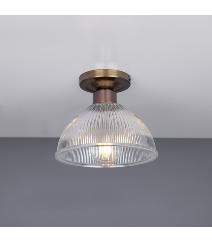 Erbil Prismatic Flush Ceiling Fitting Antique Brass-1