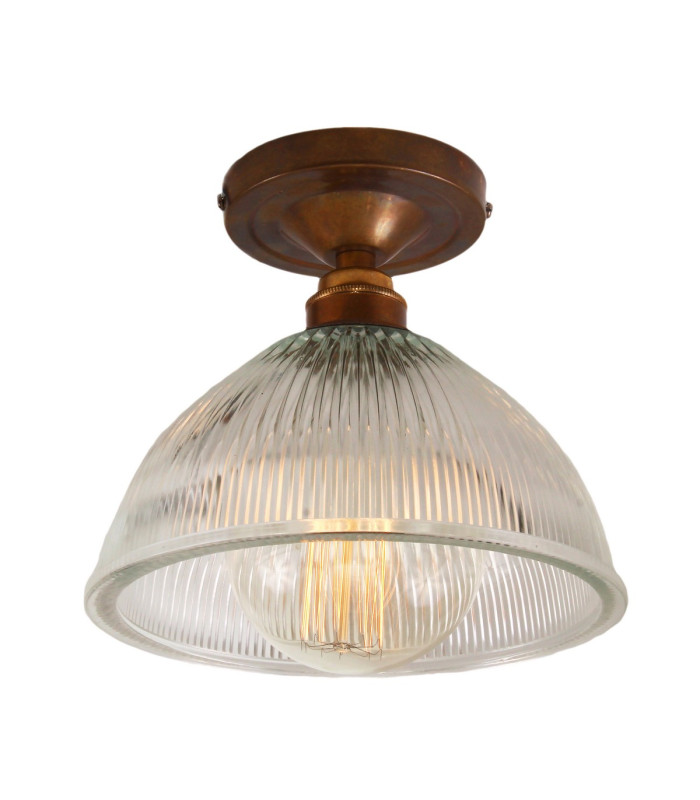 Erbil Prismatic Flush Ceiling Fitting Antique Brass-2