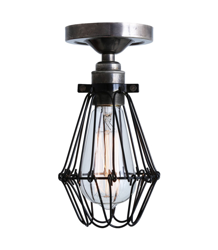 Apoch Flush Cage Light Antique Silver Black Cage-2