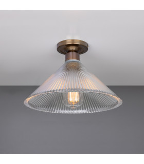 Hanoi Holophane Flush Ceiling Fitting Antique Brass-1