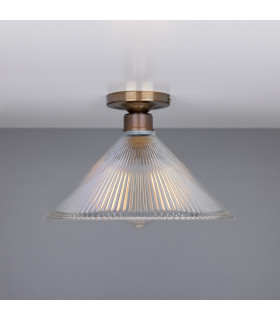Hanoi Holophane Flush Ceiling Fitting Antique Brass-2