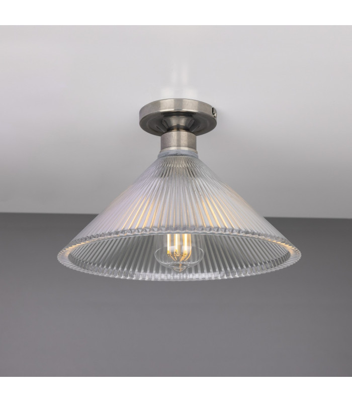 Hanoi Holophane Flush Ceiling Fitting Antique Silver-1