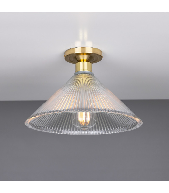 Hanoi Holophane Flush Ceiling Fitting Polished Brass-1