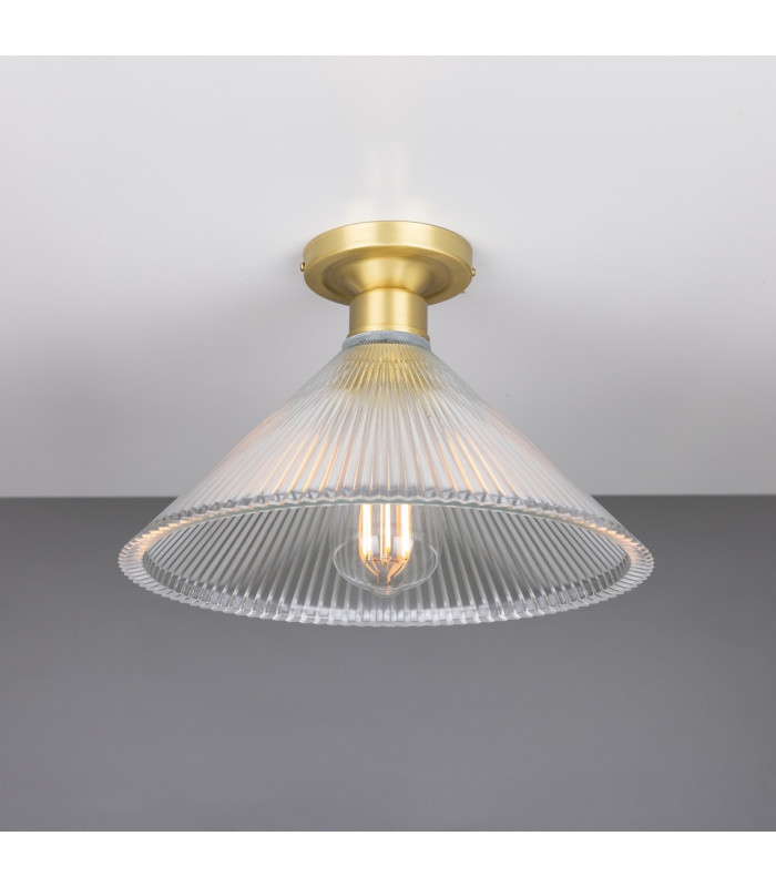 Hanoi Holophane Flush Ceiling Fitting Satin Brass-1