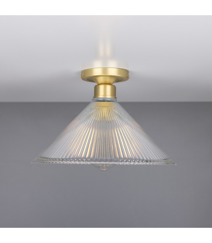 Hanoi Holophane Flush Ceiling Fitting Satin Brass-2
