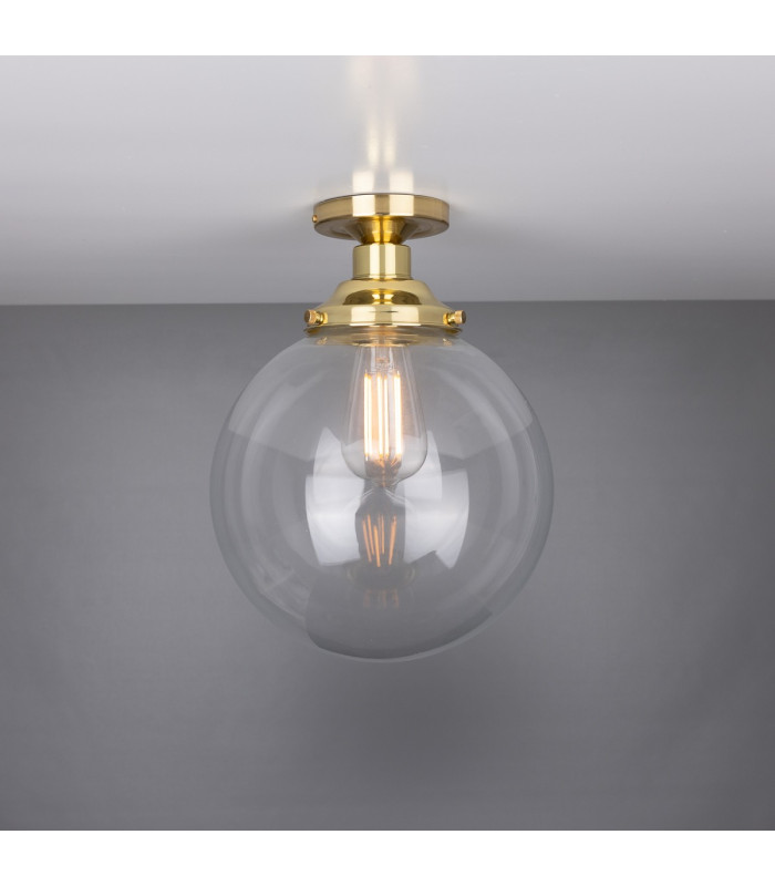 Paris Industrial Brass Globe Ceiling Fitting Polished Brass-1