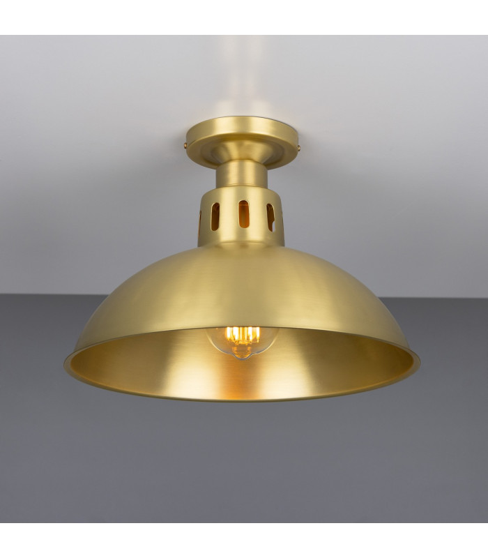 Paris Industrial Brass Ceiling Fitting Satin Brass-1