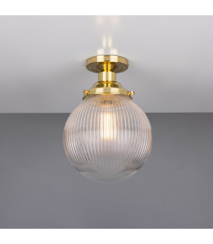 Stanley Holophane 20cm Globe Fitting Polished Brass-1