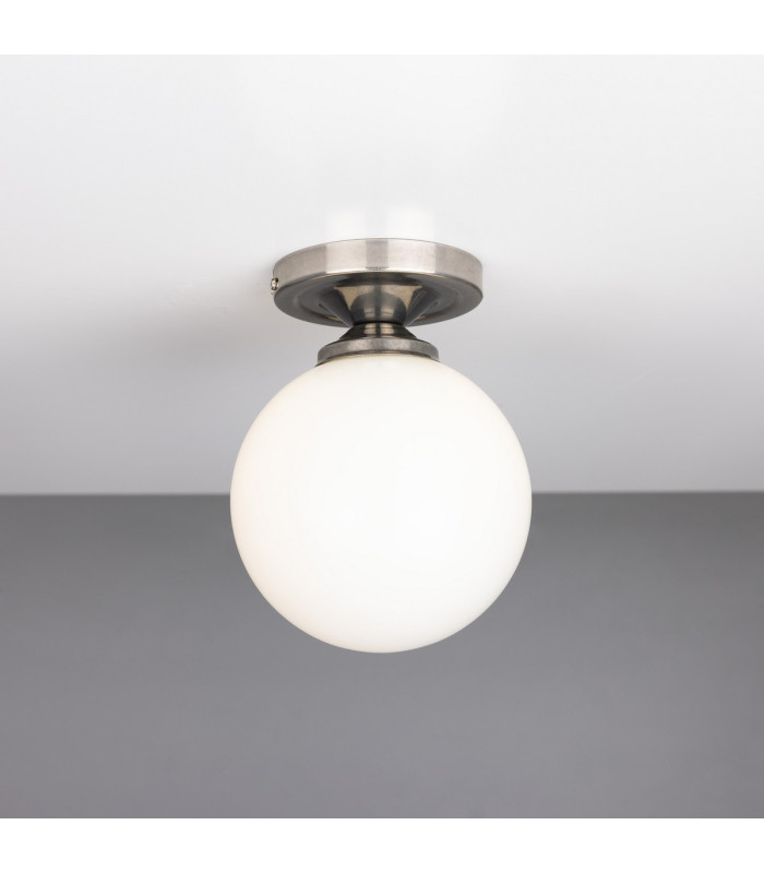 Yaounde Flush Globe Ceiling Light Antique Silver-1