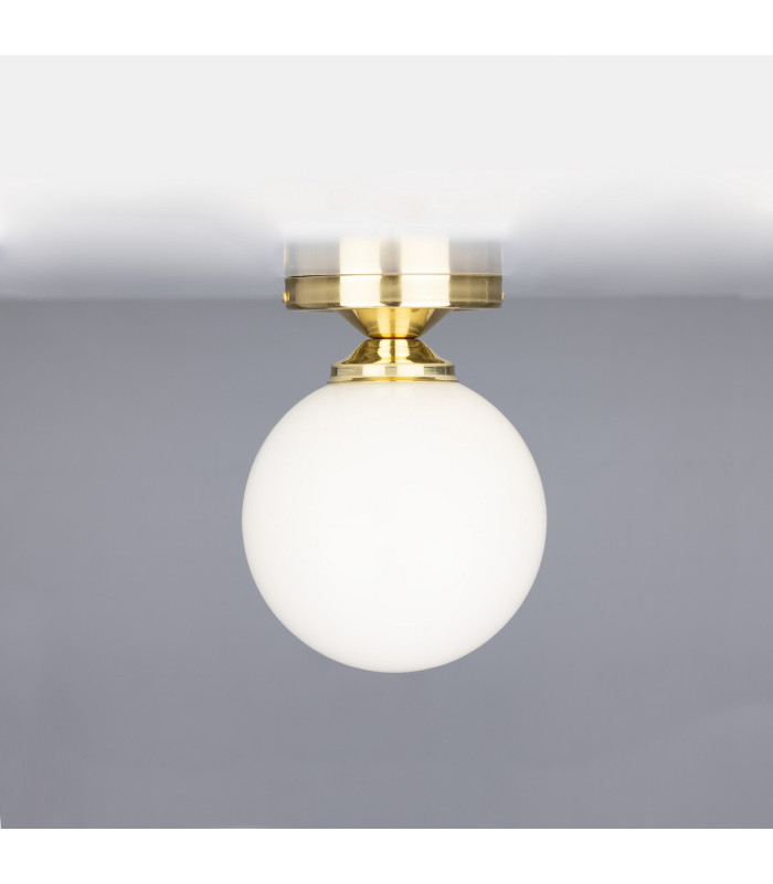 Yaounde Flush Globe Ceiling Light Polished Brass-3