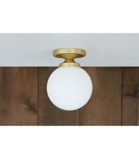 Yaounde Flush Globe Ceiling Light Satin Brass-1