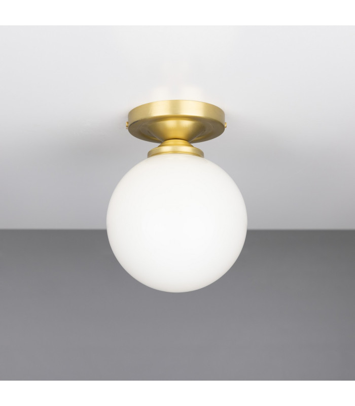 Yaounde Flush Globe Ceiling Light Satin Brass-2