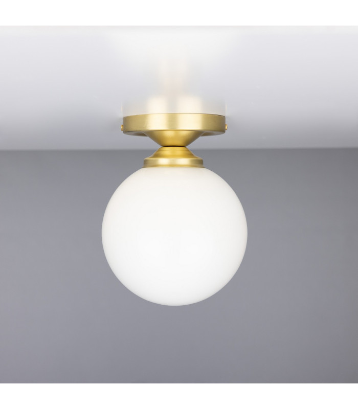 Yaounde Flush Globe Ceiling Light Satin Brass-3