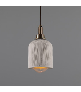Osier Bathroom Pendant Matte White Striped Antique Brass IP44-1