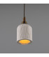 Osier Bathroom Pendant Matte White Striped Antique Brass IP44-3