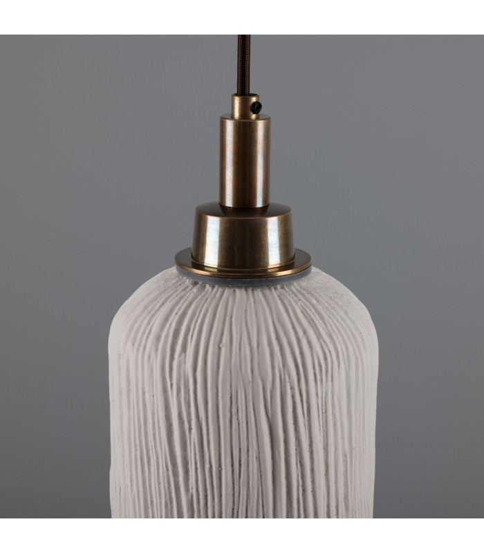Osier Bathroom Pendant Matte White Striped Antique Brass IP44-5