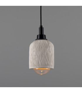Osier Bathroom Pendant Matte White Striped Matte Black IP44-1