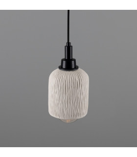 Osier Bathroom Pendant Matte White Striped Matte Black IP44-2