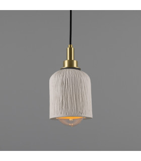 Osier Bathroom Pendant Matte White Striped Satin Brass IP44-1