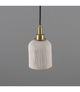 Osier Bathroom Pendant Matte White Striped Satin Brass IP44-2