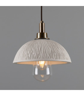 Kingii Bathroom Pendant Matte White Striped Antique Brass IP44-1