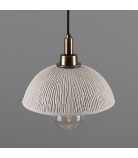 Kingii Bathroom Pendant Matte White Striped Antique Brass IP44-2