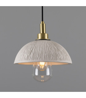 Kingii Bathroom Pendant Matte White Striped Satin Brass IP44-1