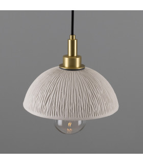 Kingii Bathroom Pendant Matte White Striped Satin Brass IP44-2