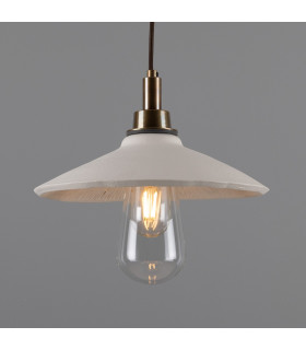 Pyrus Bathroom Pendant Matte White Striped Antique Brass IP44-1