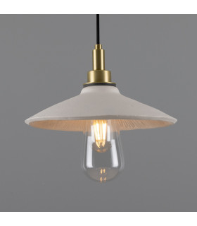 Pyrus Bathroom Pendant Matte White Striped Satin Brass IP44-1