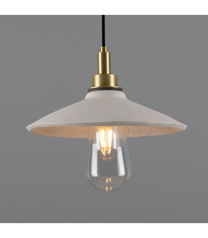 Pyrus Bathroom Pendant Matte White Striped Satin Brass IP44-1