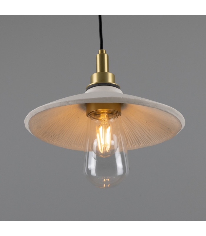 Pyrus Bathroom Pendant Matte White Striped Satin Brass IP44-3
