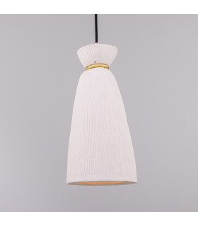 Parva Bathroom Pendant Matte White Striped Satin Brass IP44-1
