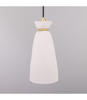 Parva Bathroom Pendant Matte White Striped Satin Brass IP44-2