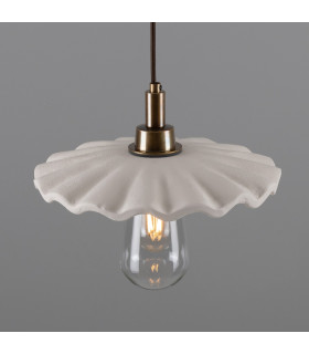 Kirhii Bathroom Pendant Matte White Striped Antique Brass IP44-2