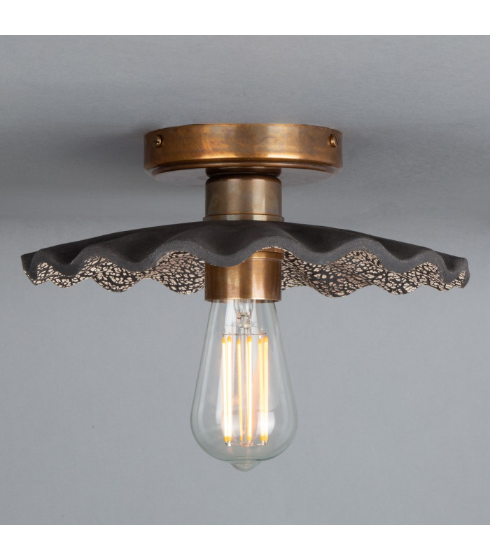 Kapok Ceiling Light Black Clay Antique Brass-1