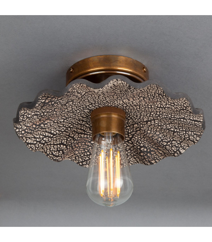 Kapok Ceiling Light Black Clay Antique Brass-3