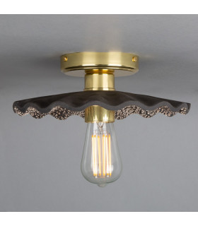 Kapok Ceiling Light Black Clay Polished Brass-1
