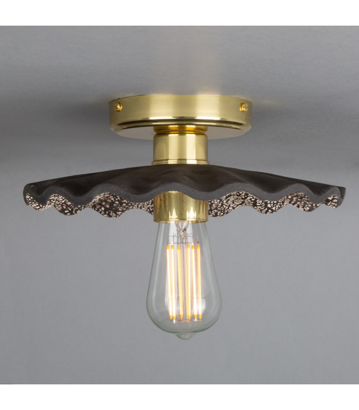 Kapok Ceiling Light Black Clay Polished Brass-1