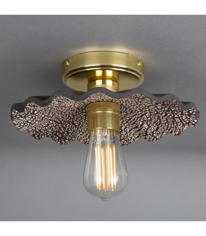 Kapok Ceiling Light Black Clay Polished Brass-2