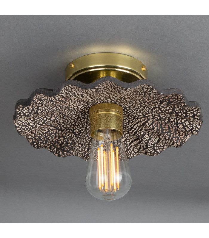 Kapok Ceiling Light Black Clay Polished Brass-3