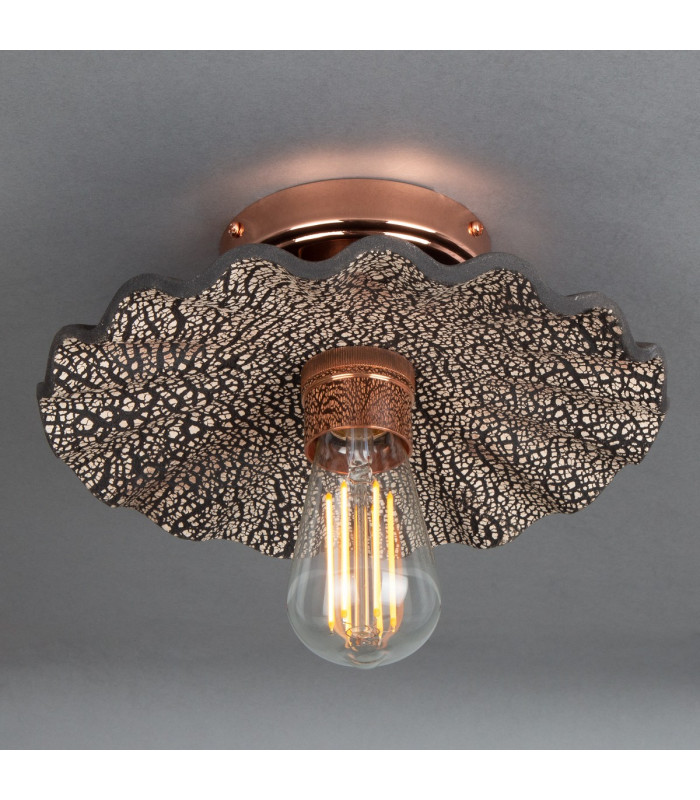Kapok Ceiling Light Black Clay Polished Copper-3