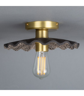 Kapok Ceiling Light Black Clay Satin Brass-1