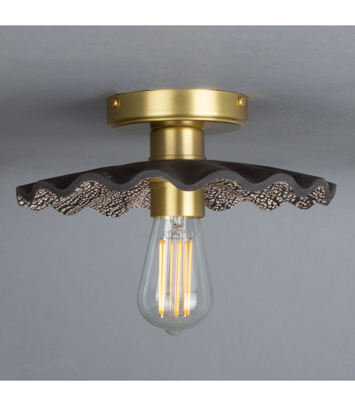 Kapok Ceiling Light Black Clay Satin Brass-1