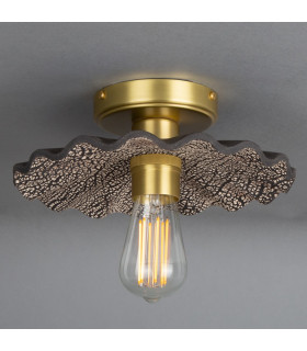 Kapok Ceiling Light Black Clay Satin Brass-2