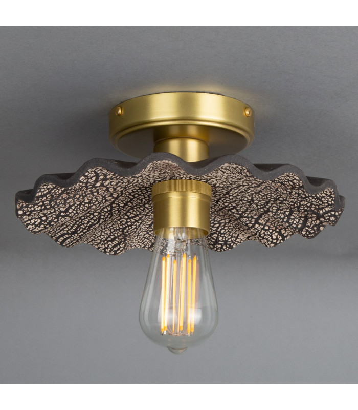 Kapok Ceiling Light Black Clay Satin Brass-2